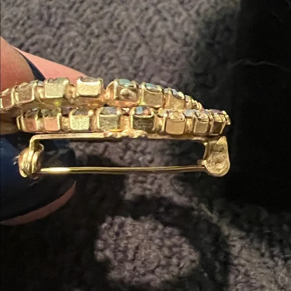 Vintage Double Circle A/B Rhinestone Brooch - Picture 7 of 8